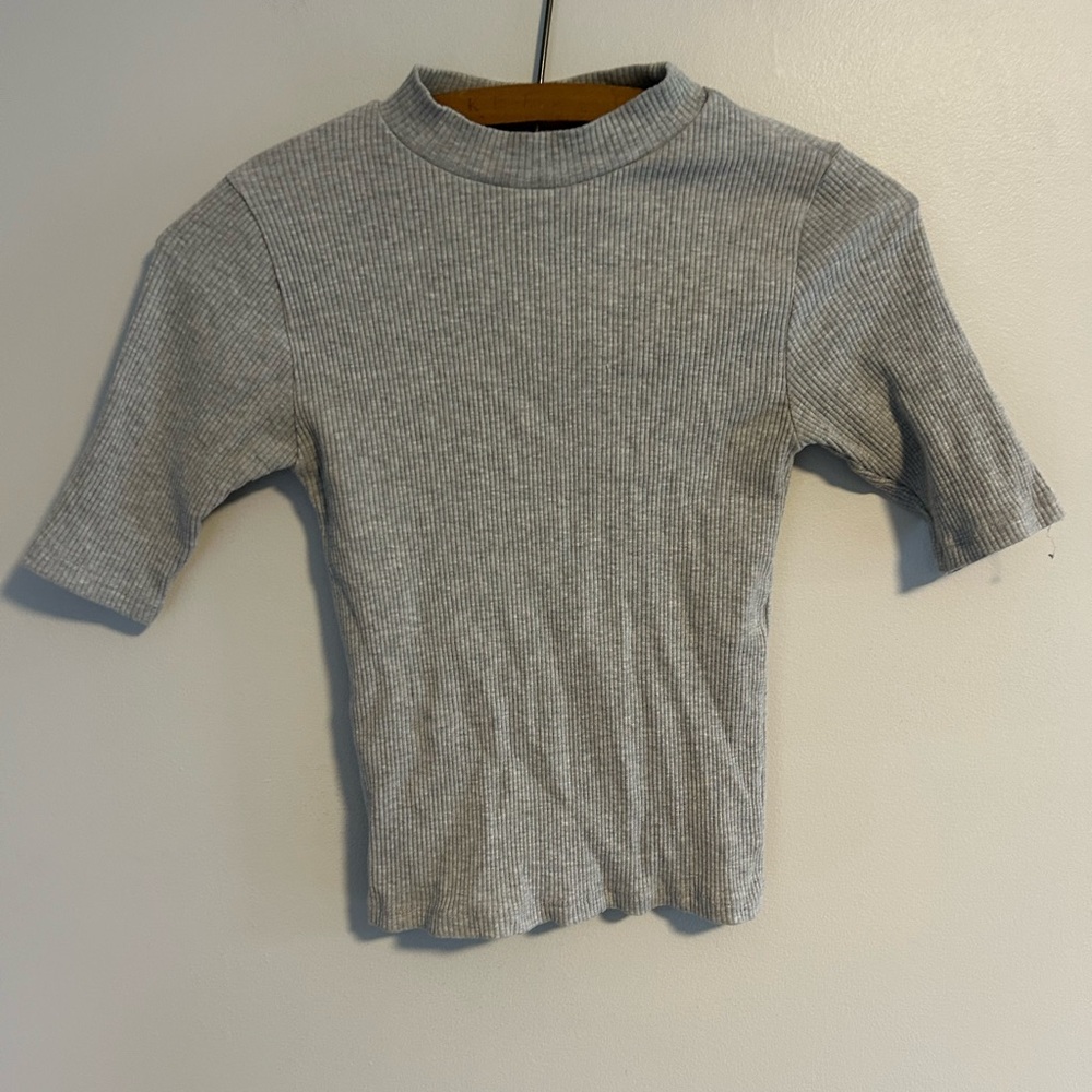 Zara youth 13/14 grey Ribbed turtleneck short sleeve Shirt